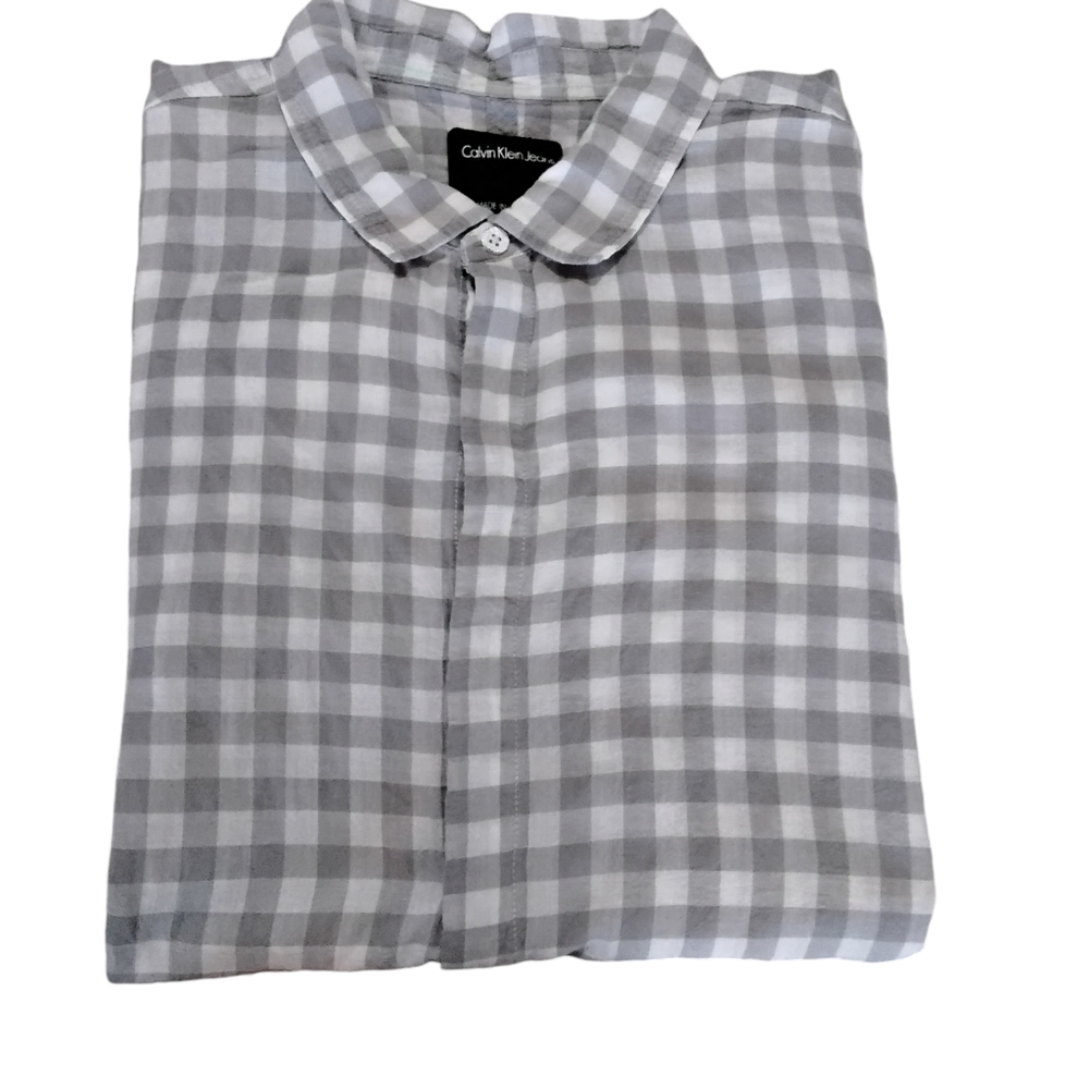Calvin Klein Shirt Mens Large Preppy Western Gingham Office Business Casual